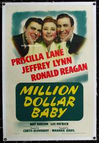 d330 MILLION DOLLAR BABY linen one-sheet movie poster '41 Ronald Reagan