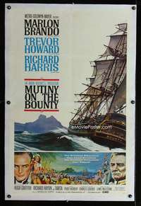 d341 MUTINY ON THE BOUNTY linen style B one-sheet movie poster '62 Brando