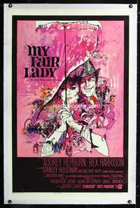 d007 MY FAIR LADY linen one-sheet movie poster '64Audrey Hepburn,Peak art
