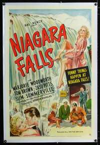 d346 NIAGARA FALLS linen one-sheet movie poster '41 great stone litho!