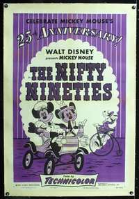 d347 NIFTY 90s linen one-sheet movie poster R53 Mickey Mouse!