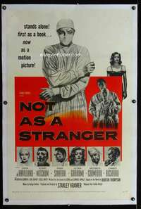 d352 NOT AS A STRANGER linen one-sheet movie poster '55 Dr. Robert Mitchum!