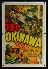 d355 OKINAWA linen Spanish/U.S. one-sheet movie poster '52 Pat O'Brien, WWII Japan