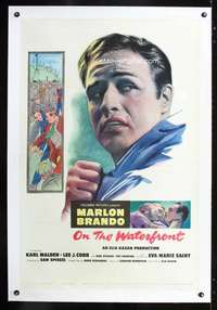 d357 ON THE WATERFRONT linen one-sheet movie poster '54 Marlon Brando