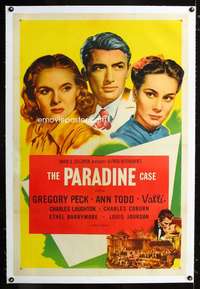 d012 PARADINE CASE linen one-sheet movie poster R56 Hitchcock, Peck, Todd