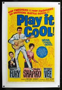 d373 PLAY IT COOL linen one-sheet movie poster '63 rockin' Bobby Vee!