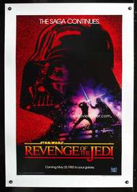 d388 RETURN OF THE JEDI linen teaser one-sheet movie poster '83 Revenge!