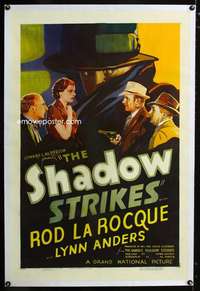 d401 SHADOW STRIKES linen one-sheet movie poster '37 Rod La Rocque