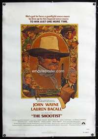 d404 SHOOTIST linen one-sheet movie poster '76 John Wayne, best Amsel art!