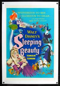 d411 SLEEPING BEAUTY linen one-sheet movie poster '59 Disney classic!