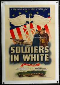d413 SOLDIERS IN WHITE linen one-sheet movie poster '42 Warners' patriotism!