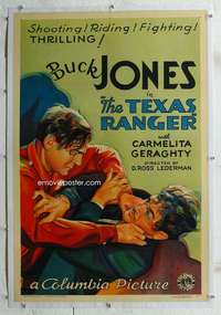 d441 TEXAS RANGER linen one-sheet movie poster R34 stone litho Buck Jones!