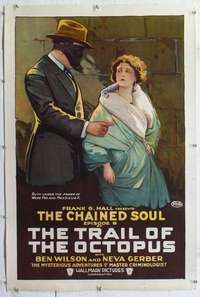 d454 TRAIL OF THE OCTOPUS linen Chap 9 one-sheet movie poster '19 serial!