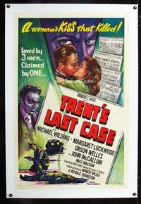 d457 TRENT'S LAST CASE linen one-sheet movie poster '53Orson Welles,Lockwood