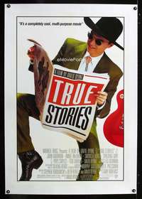 d462 TRUE STORIES linen one-sheet movie poster '86 David Byrne, John Goodman