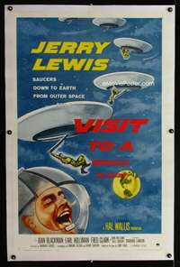 d471 VISIT TO A SMALL PLANET linen one-sheet movie poster '60 Jerry Lewis