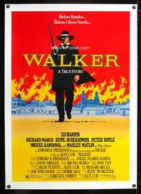 d477 WALKER linen one-sheet movie poster '87 Ed Harris, Richard Masur