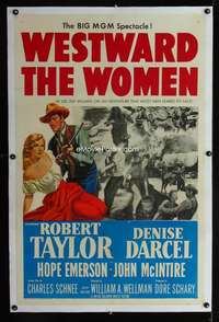 d486 WESTWARD THE WOMEN linen one-sheet movie poster '51 Robert Taylor
