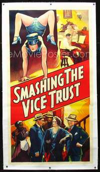 e043 SMASHING THE VICE TRUST linen three-sheet movie poster '37 great image!