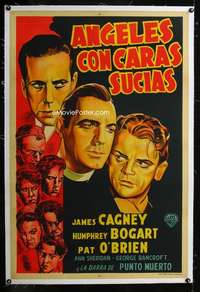 e388 ANGELS WITH DIRTY FACES linen Argentinean movie poster R40s Bogart
