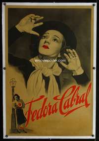 e398 FEDORA CABRAL linen Argentinean movie poster '30s cool art!
