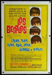 e400 HARD DAY'S NIGHT linen Argentinean movie poster '64 The Beatles!