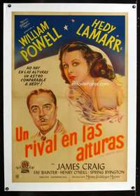 e401 HEAVENLY BODY linen Argentinean movie poster '44 Powell, Lamarr
