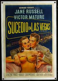 e410 LAS VEGAS STORY linen Argentinean movie poster '52 Jane Russell