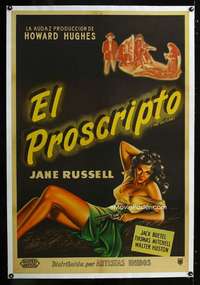 e415 OUTLAW Argentinean movie poster '46 Jane Russell, Howard Hughes