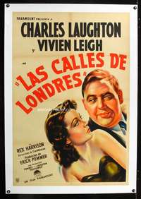 e420 SIDEWALKS OF LONDON Argentinean movie poster '38 Leigh, Laughton