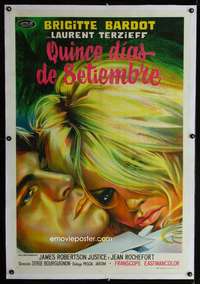 e424 TWO WEEKS IN SEPTEMBER linen Argentinean movie poster '67 Bardot