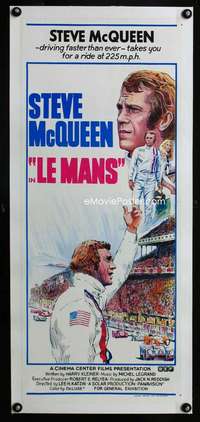 e118 LE MANS linen Australian daybill movie poster '71 McQueen, car racing!