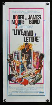 e120 LIVE & LET DIE linen Australian daybill movie poster '73 James Bond!