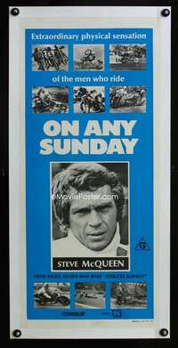 e122 ON ANY SUNDAY linen Australian daybill movie poster '71 Steve McQueen
