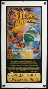 e125 STORM RIDERS linen Australian daybill movie poster '82 cool surfing art!