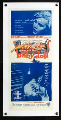 e114 BABY DOLL linen Australian daybill movie poster '57 sexy Carroll Baker!