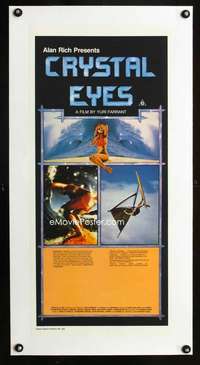 e116 CRYSTAL EYES linen Australian daybill movie poster '80s sexy surfer!