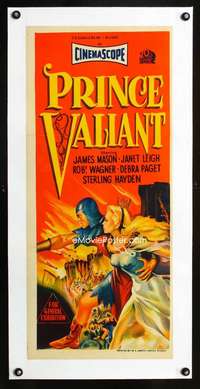 e124 PRINCE VALIANT linen Australian daybill movie poster '54 Janet Leigh