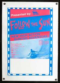 e108 FOLLOW THE SUN linen Australian 20x30 movie poster '80s surfing!