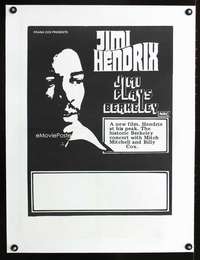 e111 JIMI PLAYS BERKELEY linen Australian 18x24 movie poster '73 Hendrix