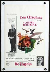 e340 BIRDS linen Belgian movie poster '63 Alfred Hitchcock, Hedren
