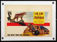 e348 FLUTE & THE ARROW linen Belgian movie poster '57 leopard image!