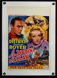 e349 GARDEN OF ALLAH linen Belgian movie poster R50s Dietrich, Boyer
