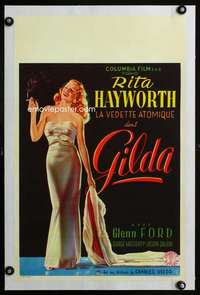 e350 GILDA linen Belgian movie poster '46 sexy smoking Rita Hayworth!