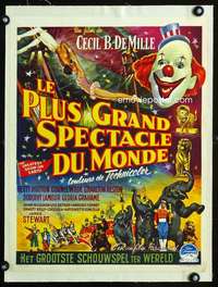 e351 GREATEST SHOW ON EARTH linen Belgian movie poster '52 DeMille