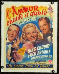 e353 HOLIDAY INN linen Belgian movie poster '40s Astaire,Crosby,Berlin