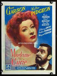 e361 MADAME CURIE linen Belgian movie poster '40s Greer Garson