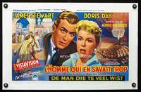 e362 MAN WHO KNEW TOO MUCH linen Belgian movie poster '56 Hitchcock