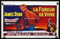 e369 REBEL WITHOUT A CAUSE linen Belgian movie poster '55 James Dean