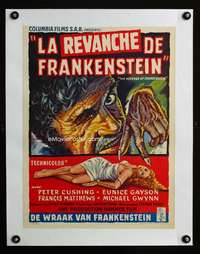 e371 REVENGE OF FRANKENSTEIN linen Belgian movie poster '58 cool image!